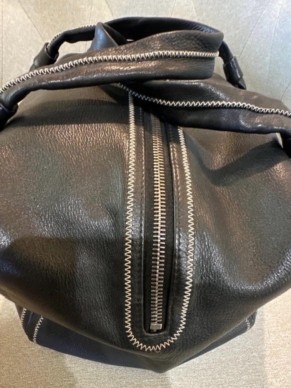 Authentic CHANEL Black Lambskin Leather Bowler Handbag - Picture 5 of 12